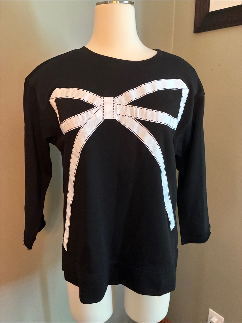 Black Sweatshirt with White Bow Graphic